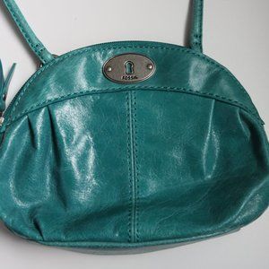 Fossil Teal Leather Crossbody Bag